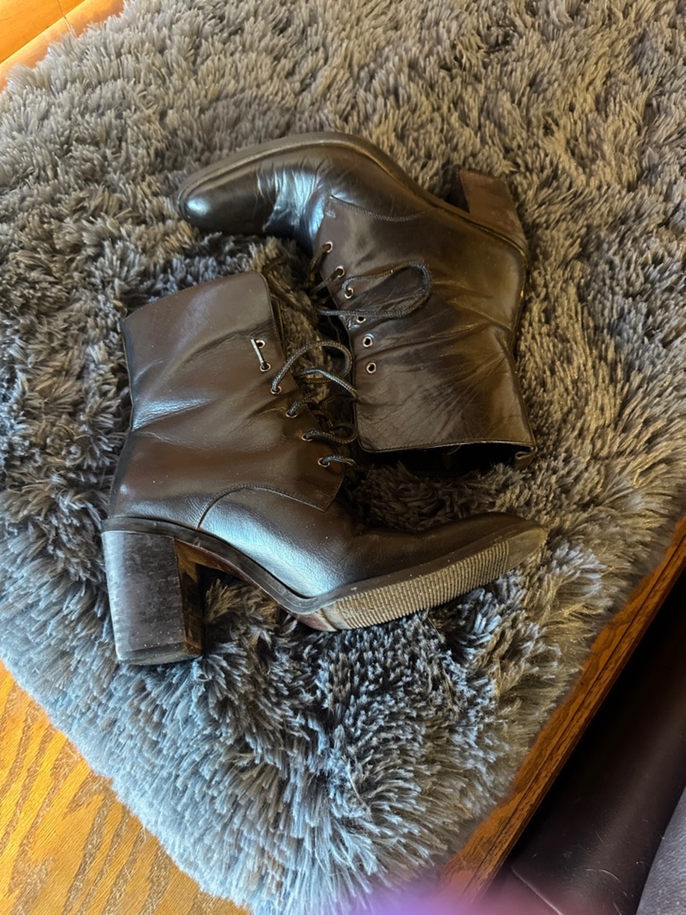 Women’s Lace-Up Leather Ankle Boots — Black